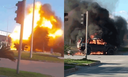 Antalya'da yanan araç bomba gibi patladı