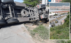 Bursa'da maddi hasarlı kaza: Takla atan tır trafiği kilitledi
