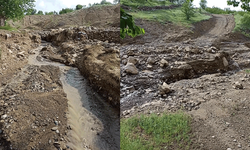 Elazığ'ı sağanak vurdu: Köy yolu 3 metre derine çöktü