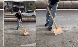 Eskişehir'de beton mikseri yola beton döktü, vatandaş temizledi