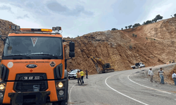 Erzincan'da tır yoldan çıkıp kayalığa çarptı