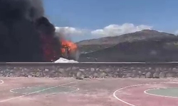 Adıyaman'da konteyner cayır cayır yandı
