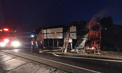 Denizli’de işçi servis otobüsünde korkutan yangın