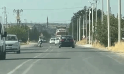 Şanlıurfa'da motosiklet sürücüsünden tehlikeli hareketler