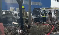 Bursa'da AVM'nin otoparkında korkutan yangın: 6 araç küle döndü