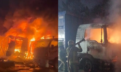 Bursa'da 3 kamyon ve 1 tır alev alev yandı