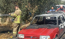 Balıkesir'de araç yangını otluk alana sıçradı