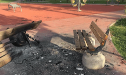 Diyarbakır'da parkta bulunan bazı banklar yakıldı