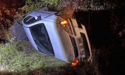 Bolu'da kontrolden çıkan otomobil takla attı