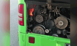 Denizli'de yanmaya başlayan halk otobüsünde facia ucuz atlatıldı