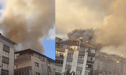 Ankara’da binanın çatısı alev alev yandı