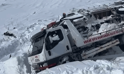 Erzurum'da çekici taşıdığı araç ile şarampole devrildi