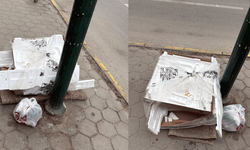 Alanönü’nde durak yanında çöp tepkisi