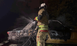 Hatay'da yanan otomobil kullanılmaz hale geldi