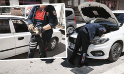 Afyon'da motor bölümüne sıkışan kedi bu kez itfaiyecinin aracına kaçtı