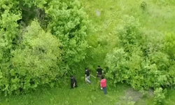 Karabük'te muhtar, kaçak kazı şüphelilerini dronla görüntüledi