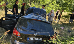 Malataya'da otomobil şarampole devrildi
