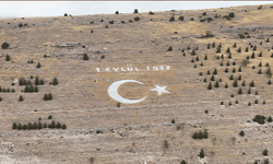 Seyitgazi Avdar bayırındaki dev ay yıldız için bakım ve boyama çalışması