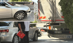 Eskişehir'de park halindeki otomobile kamyon çarptı