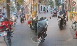 Eskişehir'de kaldırımlar motosiklet otoparkına döndü