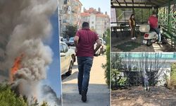Eskişehir'de yangın: Apartman bahçesi alevlere teslim oldu