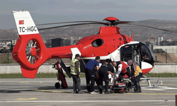 Sivas'ta ayı saldırısına uğrayan vatandaş için ambulans helikopter havalandı