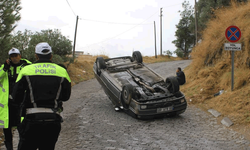 Aydın'da freni tutmayan otomobil takla attı