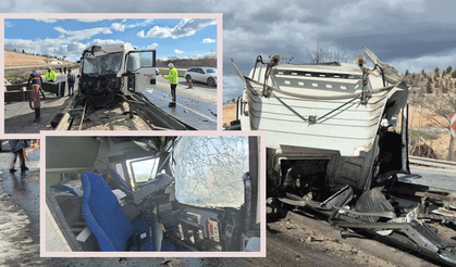 Eskişehir-Ankara yolunu savaş alanına çeviren kaza! Kireç yüklü tır hurdaya dön