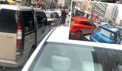 Eskişehir'de trafiği kilitleyen ihlal: Çift sıra park tepki çekti