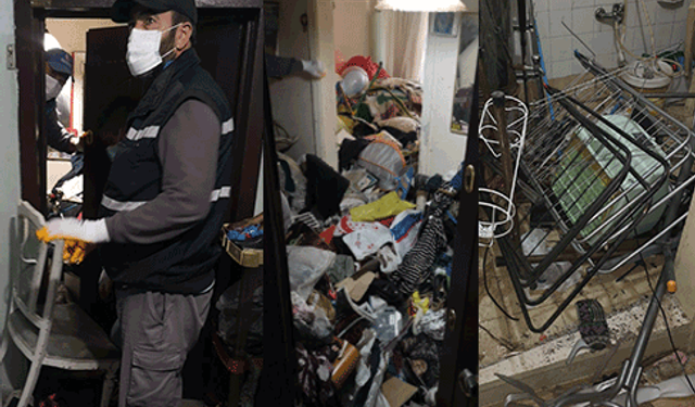 Eskişehir’de bir evden 4 kamyon dolusu çöp çıktı