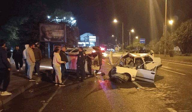 Ordu'da dehşet kaza: Otomobil darmadağın oldu