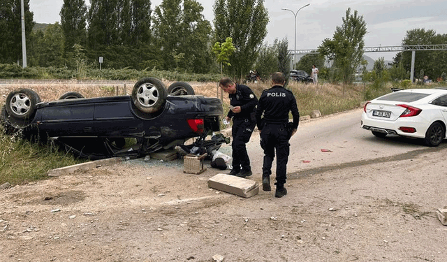 Bilecik'te kaza: Takla atan otomobilde 3 kişi yaralandı