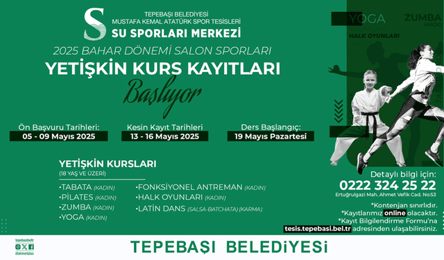 Tepebaşı Belediyesi’nde bahar dönemi spor kursları için kayıtlar başlıyor