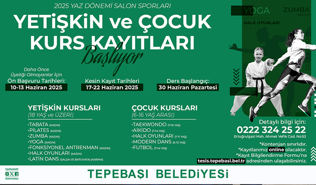Tepebaşı Belediyesi’nde yaz dönemi salon sporları kayıtları başlıyor