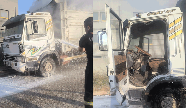 Bilecik’te park halindeki kamyonet alev aldı