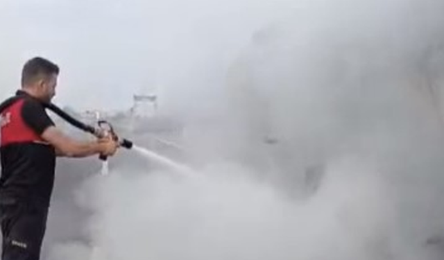 Osmaniye'de asfalt yüklü tankerde çıkan yangın söndürüldü