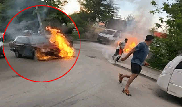 Kask kamerası kaydetti: Eskişehir’de araç alev topuna döndü