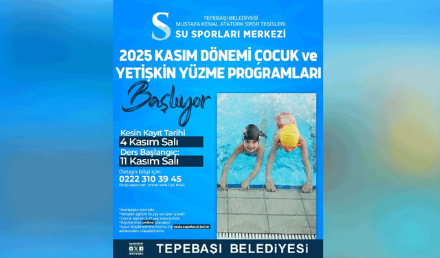 Eskişehir’de Kasım dönemi yüzme kursu kayıtları başlıyor