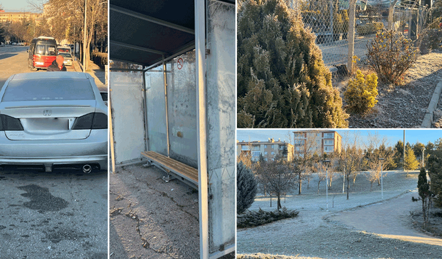 Eskişehir’de otobüs durakları ve araçlar buzla kaplandı