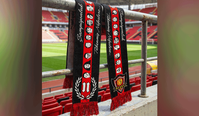 Eskişehirspor tribününden hatıra: 120 metrelik pankart atkıya dönüştü