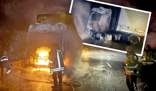Eskişehir yolunda büyük yangın: Tır alev topuna döndü
