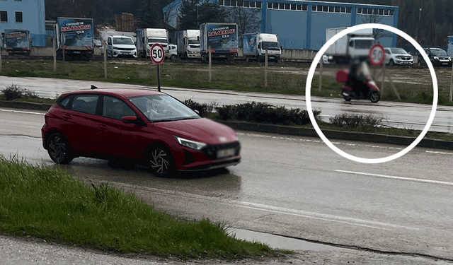 Odunpazarı’nda ters yöne giren motokurye tepki çekti