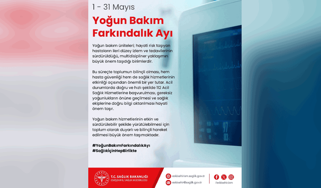 1-31 Mayıs yoğun bakım farkındalık ayı: Bilinçli davranmak hayat kurtarıyor