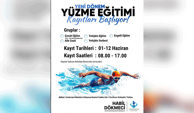 Sivrihisar’da yüzme kursları için kayıt dönemi başladı