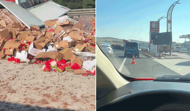 Eskişehir-Ankara yolunda tır akaryakıt istasyonuna daldı, faciadan dönüldü