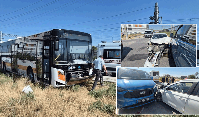 Eskişehir’de 2 belediye aracının çarptığı otomobildeki 2 kişi yaralandı