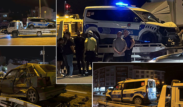 Eskişehir’de polis aracıyla otomobil çarpıştı: 2’si polis 3 yaralı