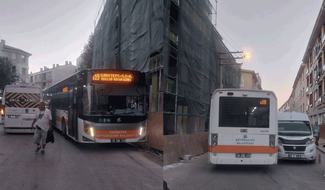 Eskişehir’de hatalı park edilen servis aracı trafiği tıkadı