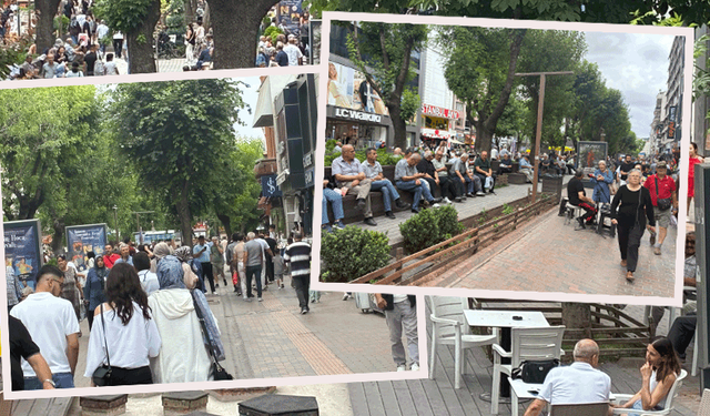 Şehrin işlek caddelerinde kalabalık var, alışveriş yok