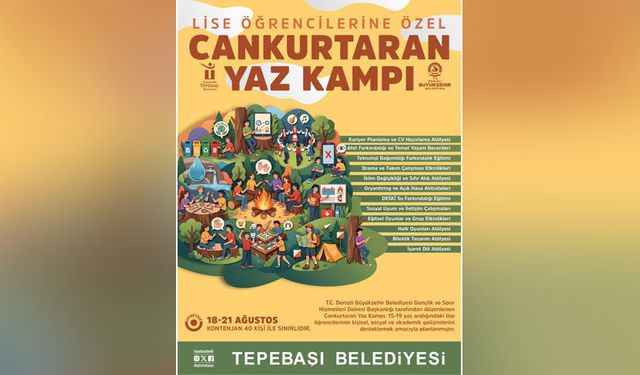 Tepebaşı ve Denizli Büyükşehir'den gençlere dolu dolu yaz kampı